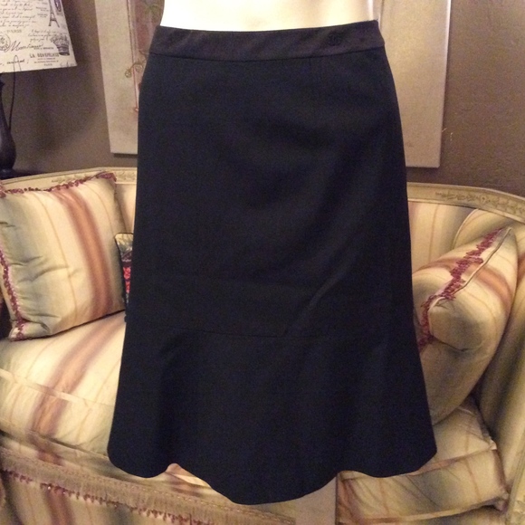 CHANEL Dresses & Skirts - CHANEL Black Wool Silk Blend Flare Skirt 44 8 10